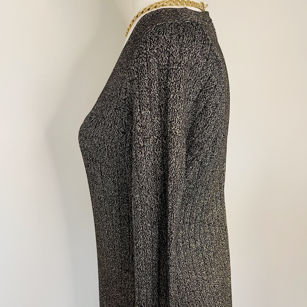 NWT Calvin Klein Black/Metallic Gold Knit Dress - Picture 6 of 10